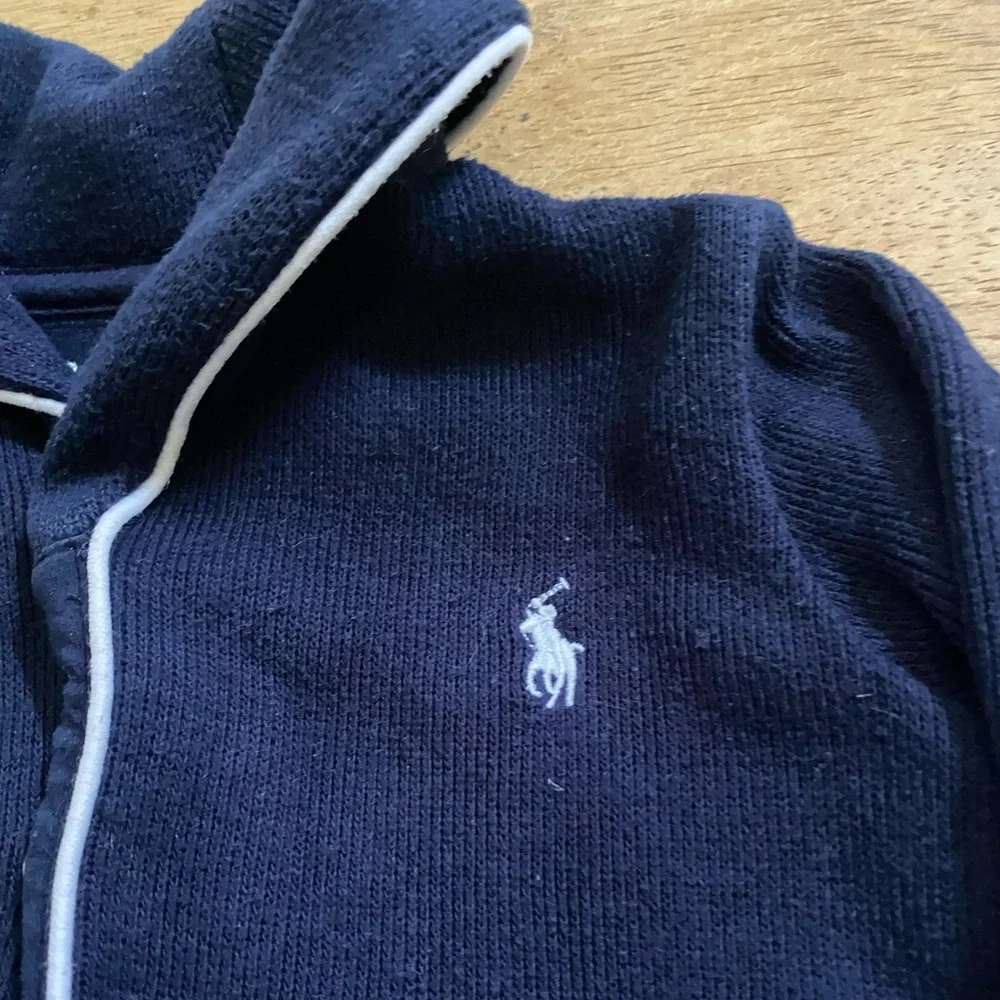 Ralph‎ Lauren Infant Size 6 Months Navy Ribbed Cotton Polo Coverall